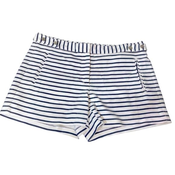 Zara Striped Women's Medium Shorts Faux Pockets Zipper Summer Beach Casual - Picture 1 of 8